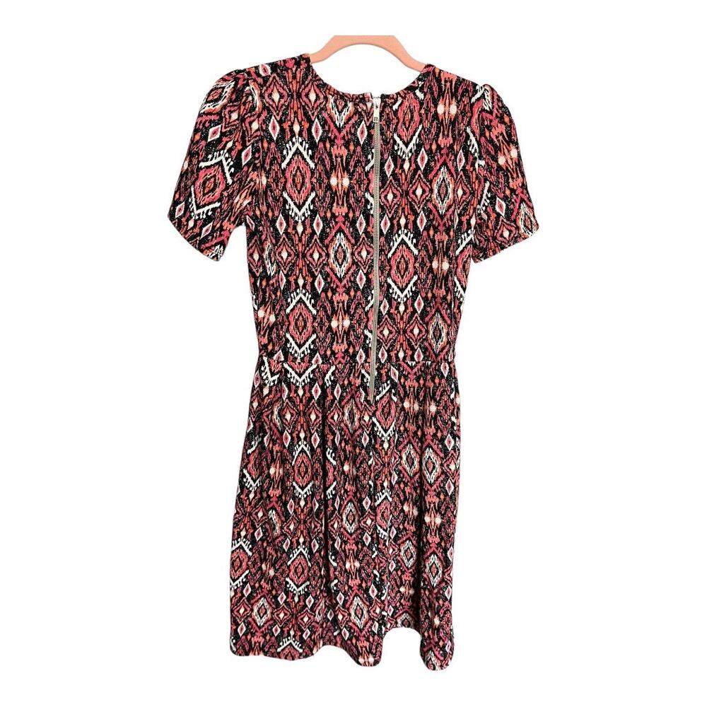 Lularoe Amelia pleated dress white coral pink zip up short sleeve pockets Medium